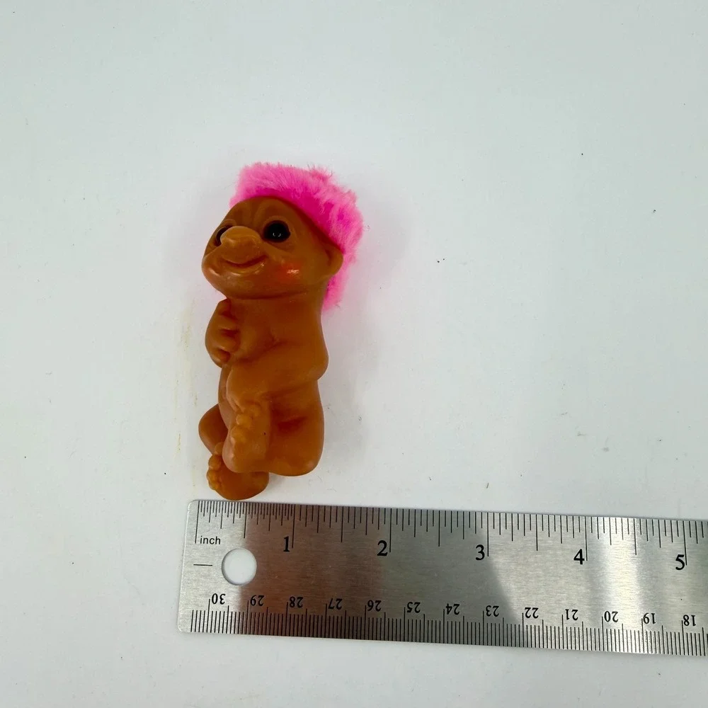 Troll Doll Pink Hair Brown Newborn Body Laying Down 3 In‎ Vintage 1985 Dam Baby